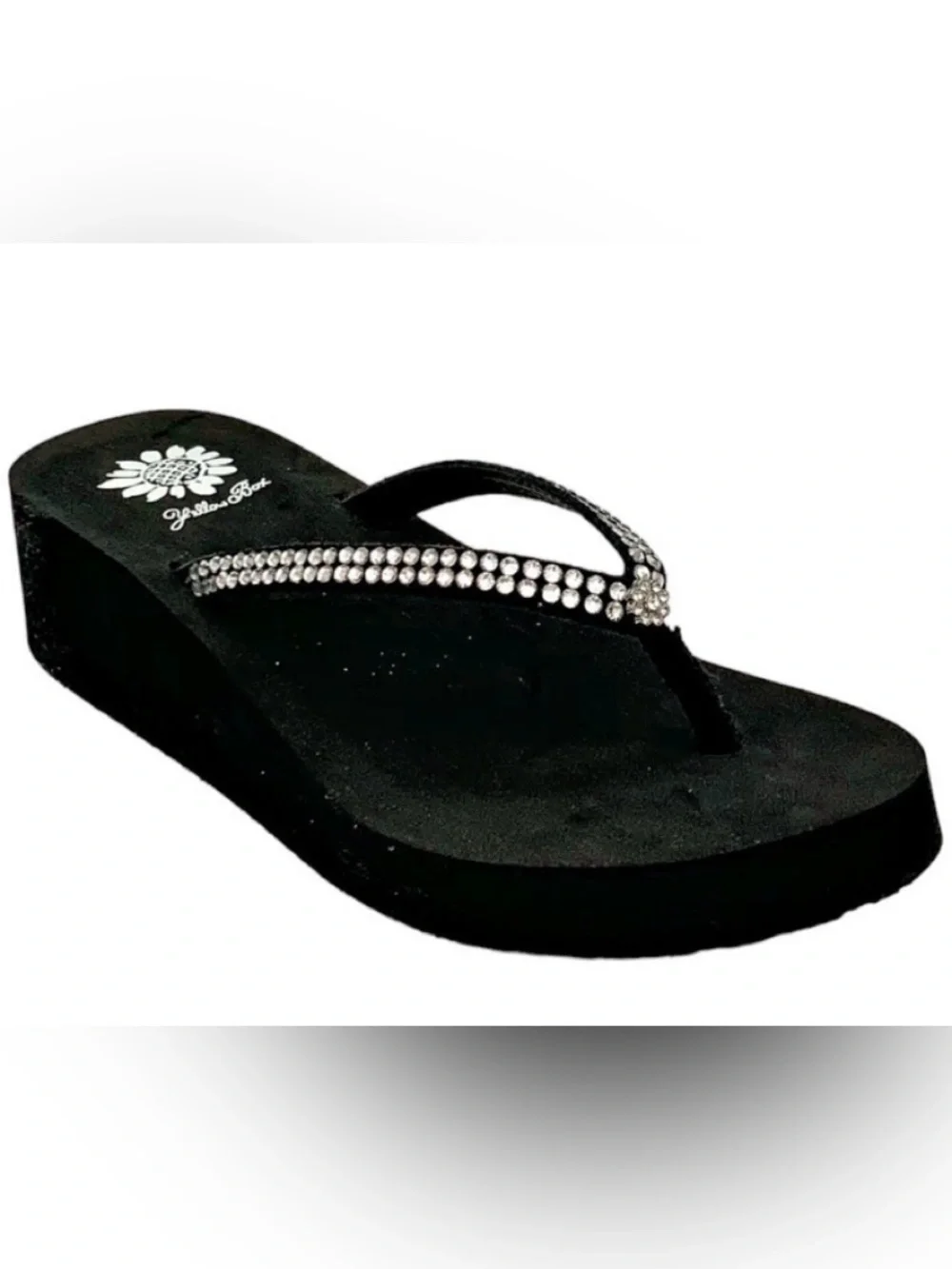 New in Box YELLOW BOX CUSTARD Foam Cushioned Crystals Wedge Sandals  8 - Picture 6 of 8